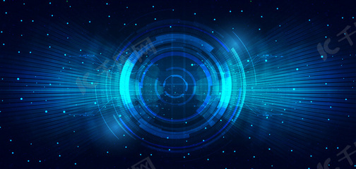 科技光效圓盤 藍色大氣海報的藝術與科技感